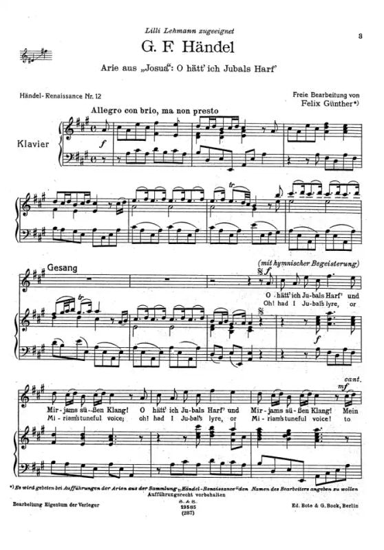 Händel-Renaissance, Nr. 12 Oh! had I Jubals harp!