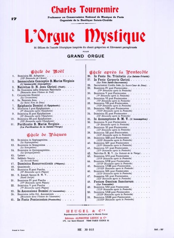 L'Orgue mystique, vol. 17