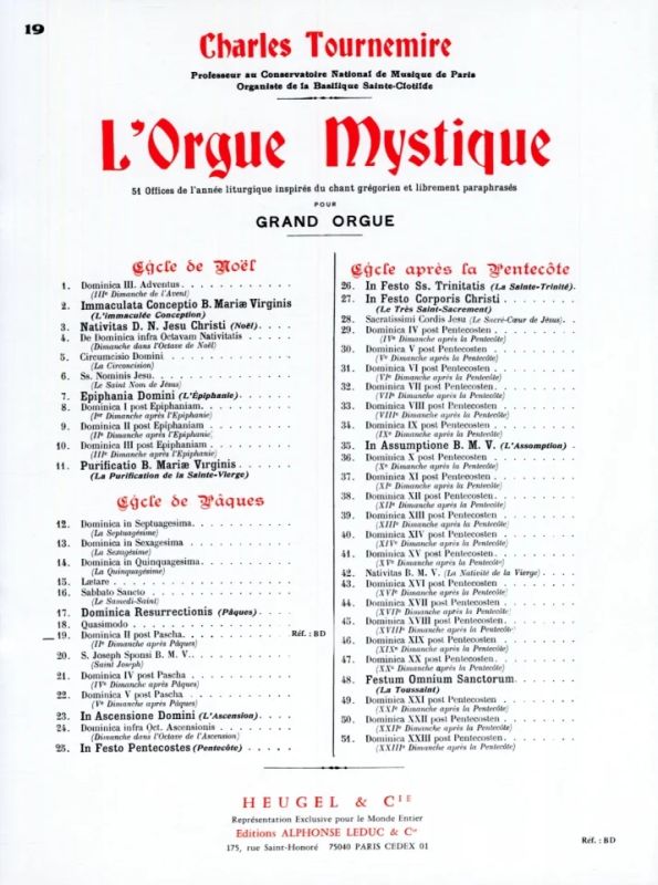 L'Orgue mystique, vol. 19