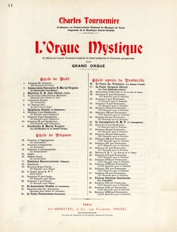 L'Orgue mystique, vol. 21
