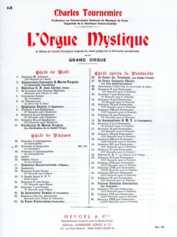 L'Orgue mystique, vol. 13