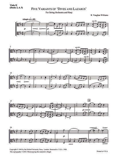 Five Variants on 'Dives and Lazarus' (Viola 2 part)