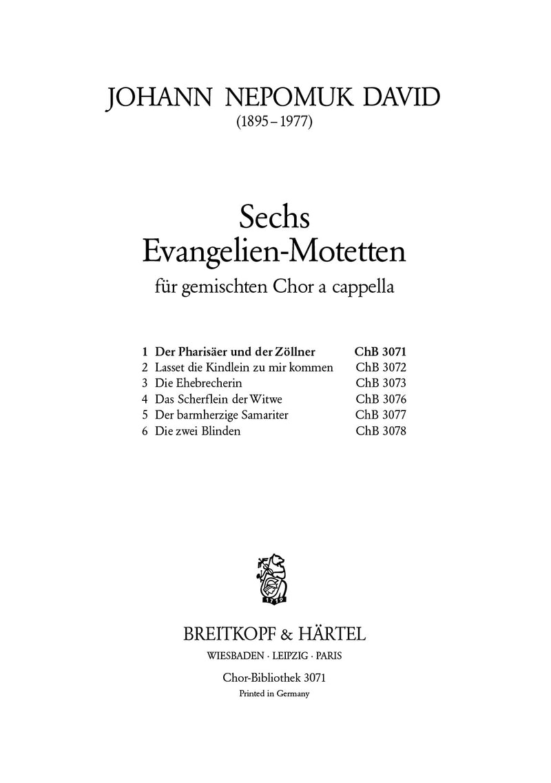 1. Der Pharisaeer und der Zoellner from 6 Evangelien-Motetten