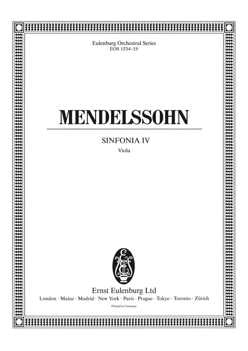 Sinfonia Nr. 4 c-moll = Sinfonia No. 4 in C minor MWV N 4 (Viola part)