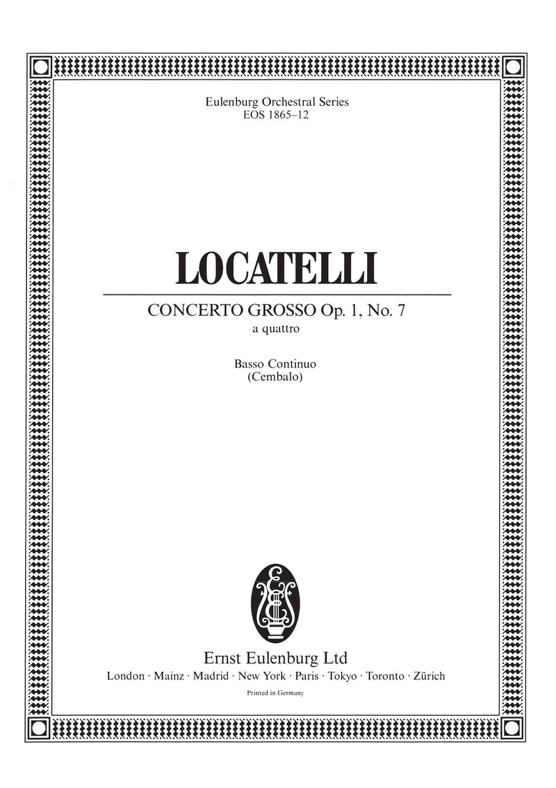 Concerto grosso „a quattro“ F-dur = Concerto grosso “a quattro” in F major Op. 1/7 (Basso continuo part)