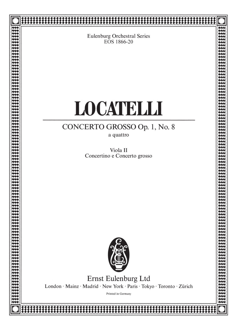 Concerto grosso „a quattro“ f-moll = Concerto grosso “a quattro” in F minor Op. 1/8 (Viola 2 part)