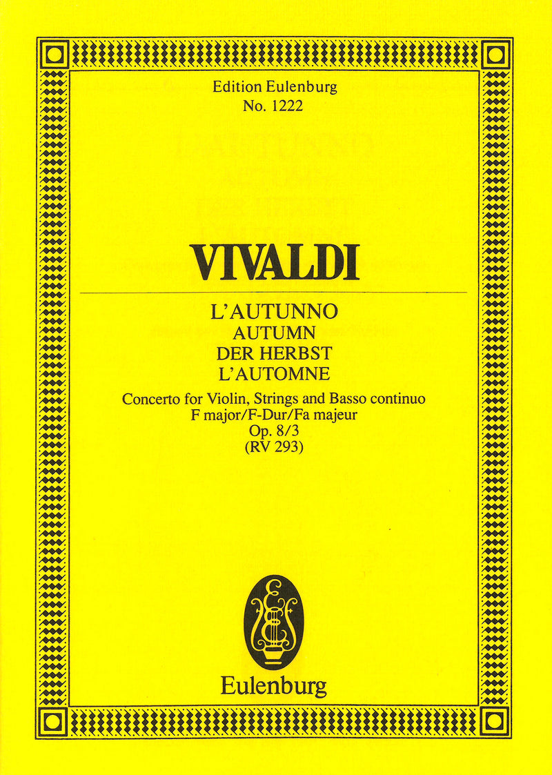 Le quattro stagioni = The Four Seasons = Die vier Jahreszeiten, op. 8/3 RV 293（ポケット・スコア）