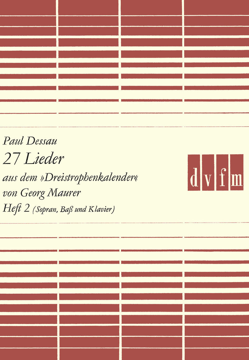 27 Lieder aus dem „Dreistrophenkalender“ = 27 Songs from the “Dreistrophenkalender”, Vol. 2: 9 Songs Sopra, Bass and Piano