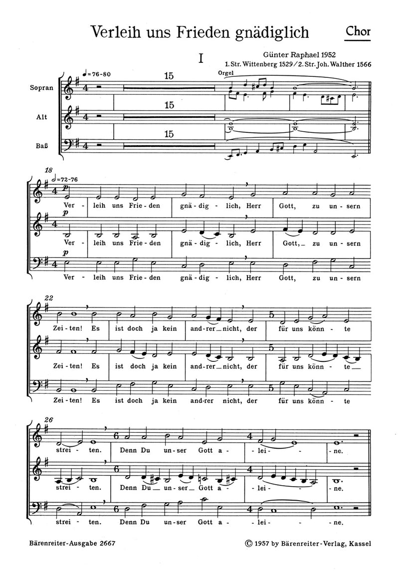 Verleih uns Frieden gnädiglich (1952) (Choral score)