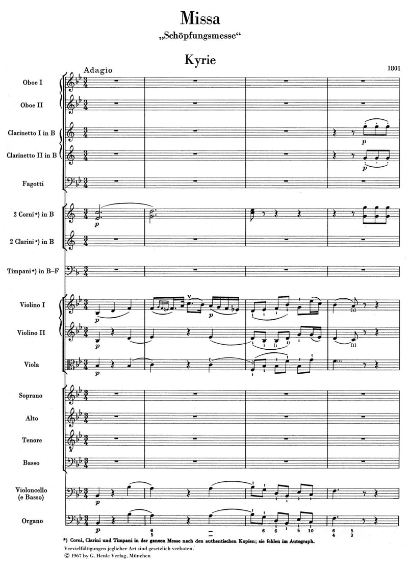 Missa Nr. 11 B-Dur "Schöpfungsmesse" = Missa in B-flat major Hob.XXII:13 "Creation Mass" (Score, 布装丁）