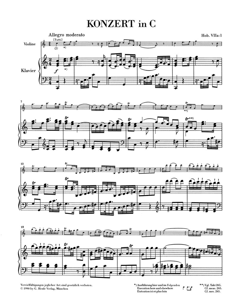 Violinkonzert C-Dur = Concerto for Violin and Orchestra in C major Hob. VIIa:1