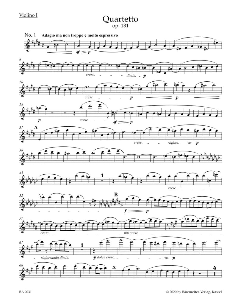 Streichquartett cis-Moll = String Quartet in C-sharp minor op. 131 (Set of parts)