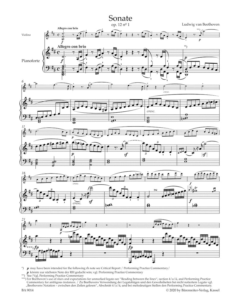 Sonaten für Klavier und Violine = Sonatas for Pianoforte and Violin, Vol. 1 & 2