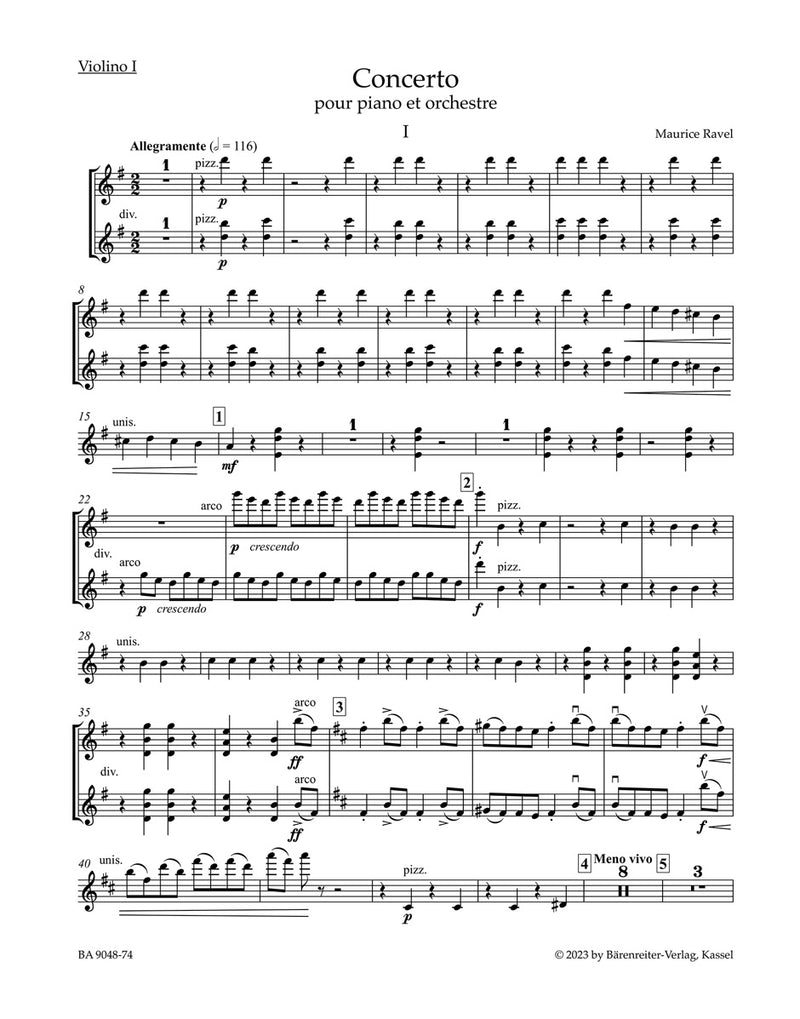 Concerto for Piano and Orchestra (1st Violin part)