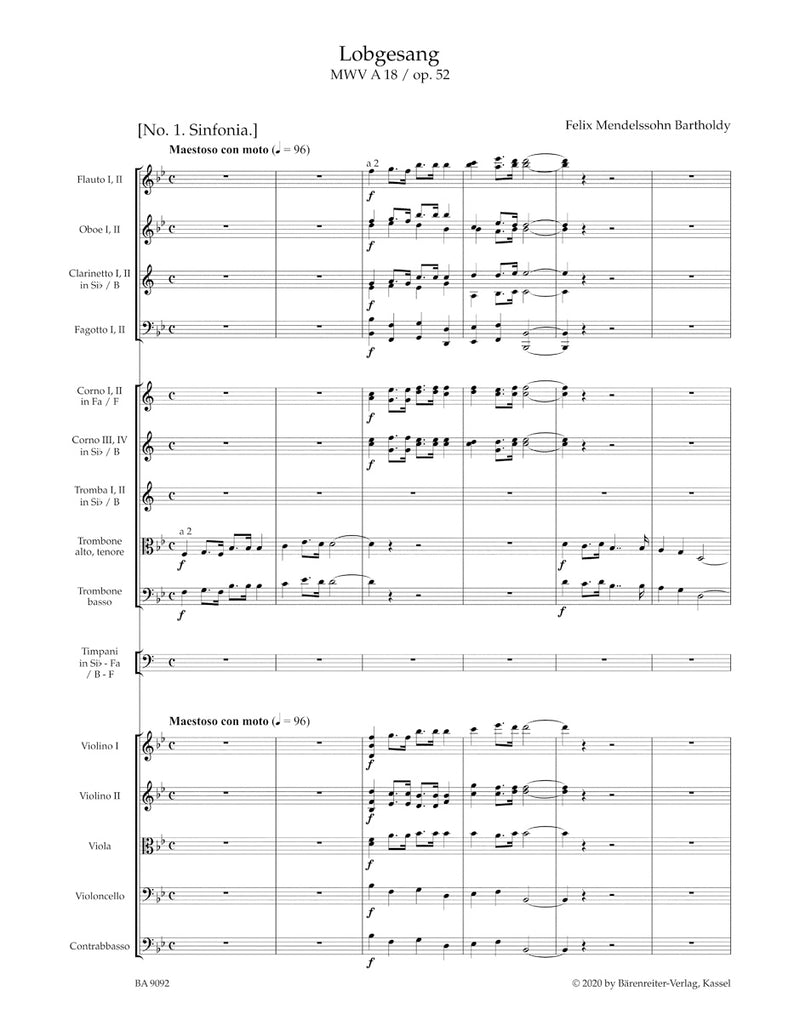 Lobgesang = Hymn of Praise op. 52 MWV A 18 (Score)
