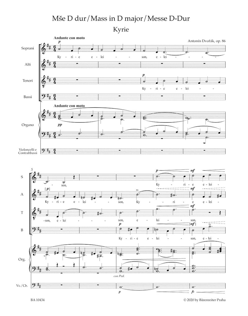 Messe D-Dur = Mass in D major op. 86 (Organ version・Score)