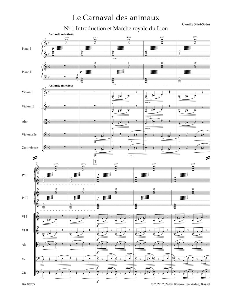 Le Carnaval des animaux = The Carnival of the Animals (Score)