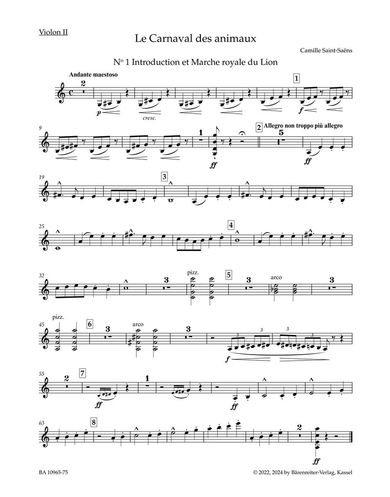 The Carnival of Animals (2nd Violin part)