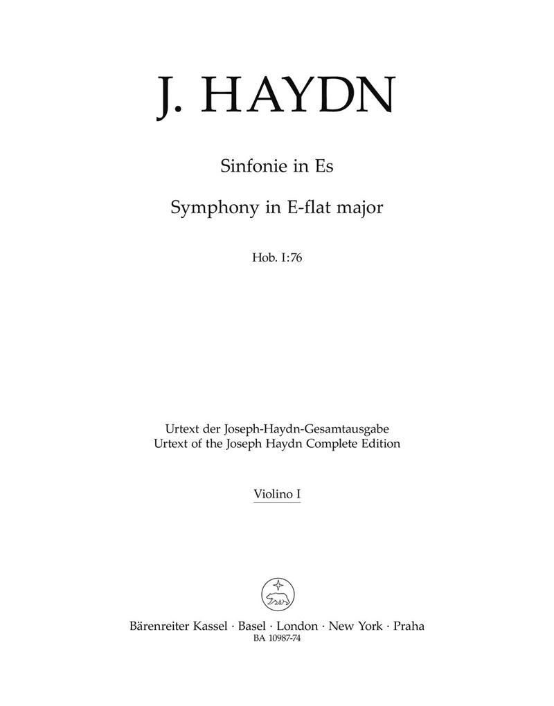 Sinfonie in Es = Symphony in E-flat major Hob. I:76 (1. Violin part)