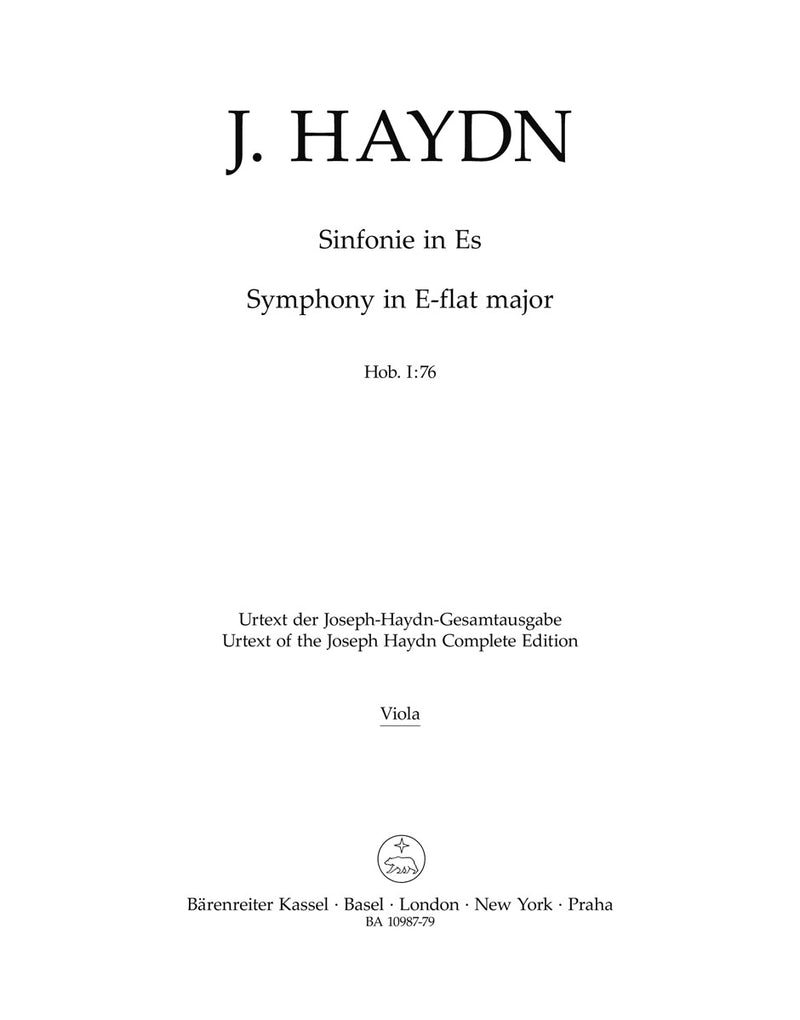 Sinfonie in Es = Symphony in E-flat major Hob. I:76 (Viola part)