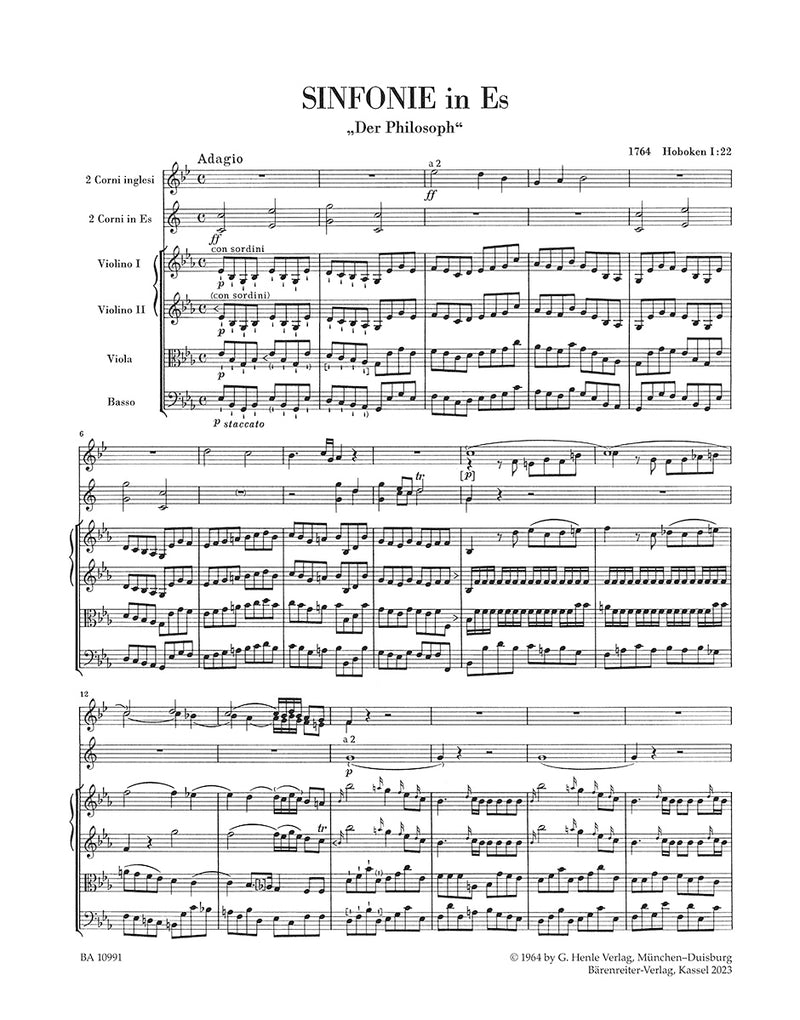 Symphony in E-flat major Hob. I:22 "Der Philosoph" (Score)