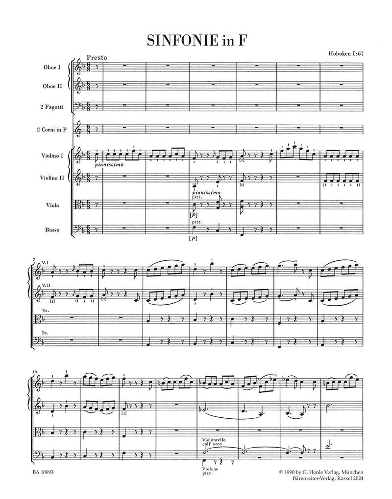 Symphony in F major Hob. I:67 (Score)