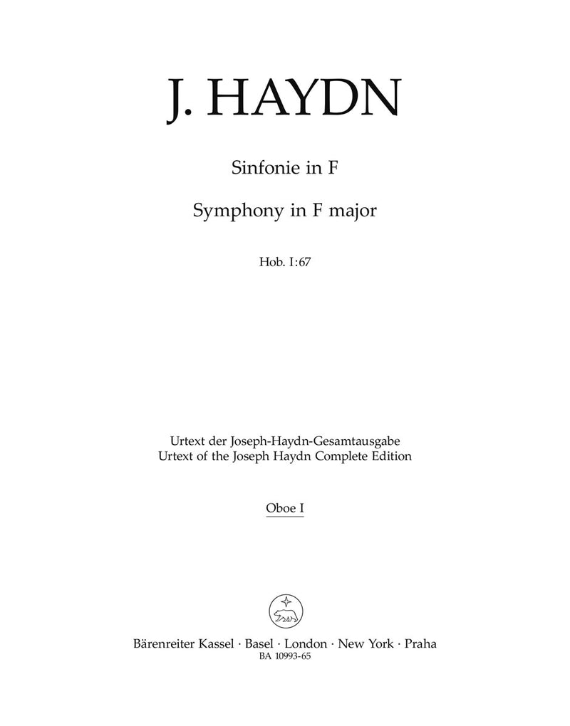 Symphony in F major Hob. I:67 (Set of Wind parts)