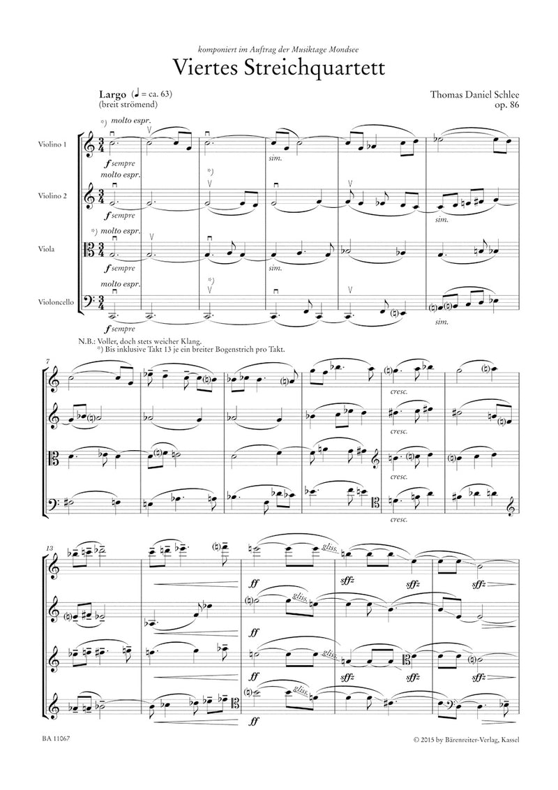 Viertes Streichquartett op. 86 (2014–2015) (Score)