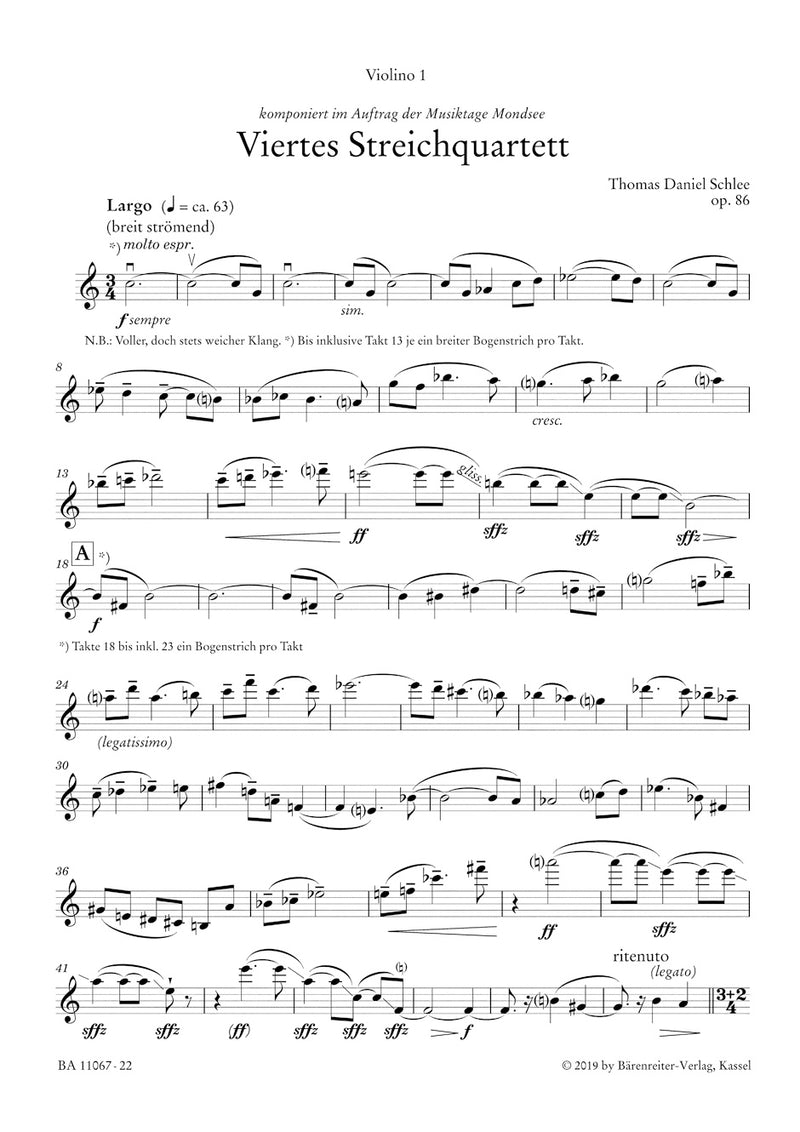 Viertes Streichquartett op. 86 (2014–2015) (Set of parts)