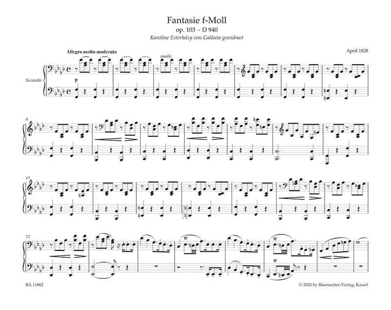 Fantasy for Piano (Four-Hands) in F minor op. 103 D 940