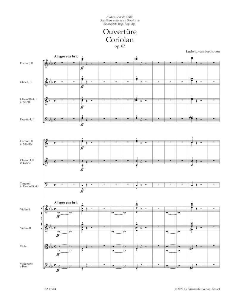 Ouvertüre "Coriolan" for Orchestra op. 62 (Score)