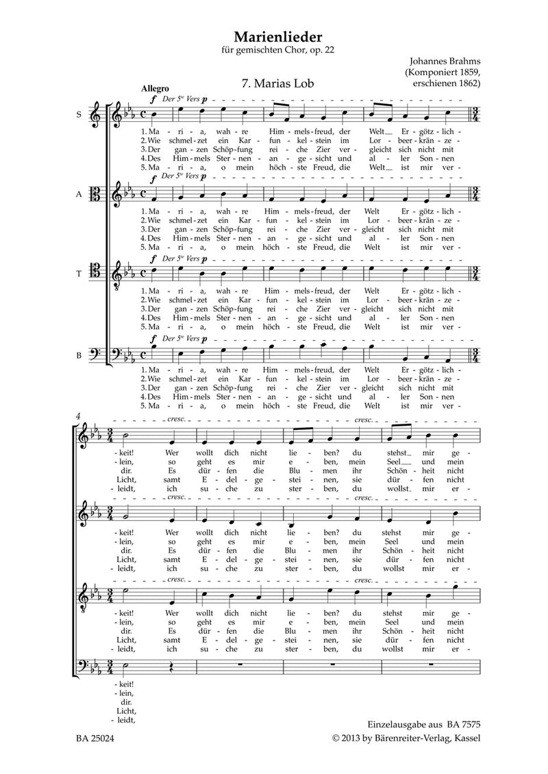 Marias Lob op. 22 no. 7