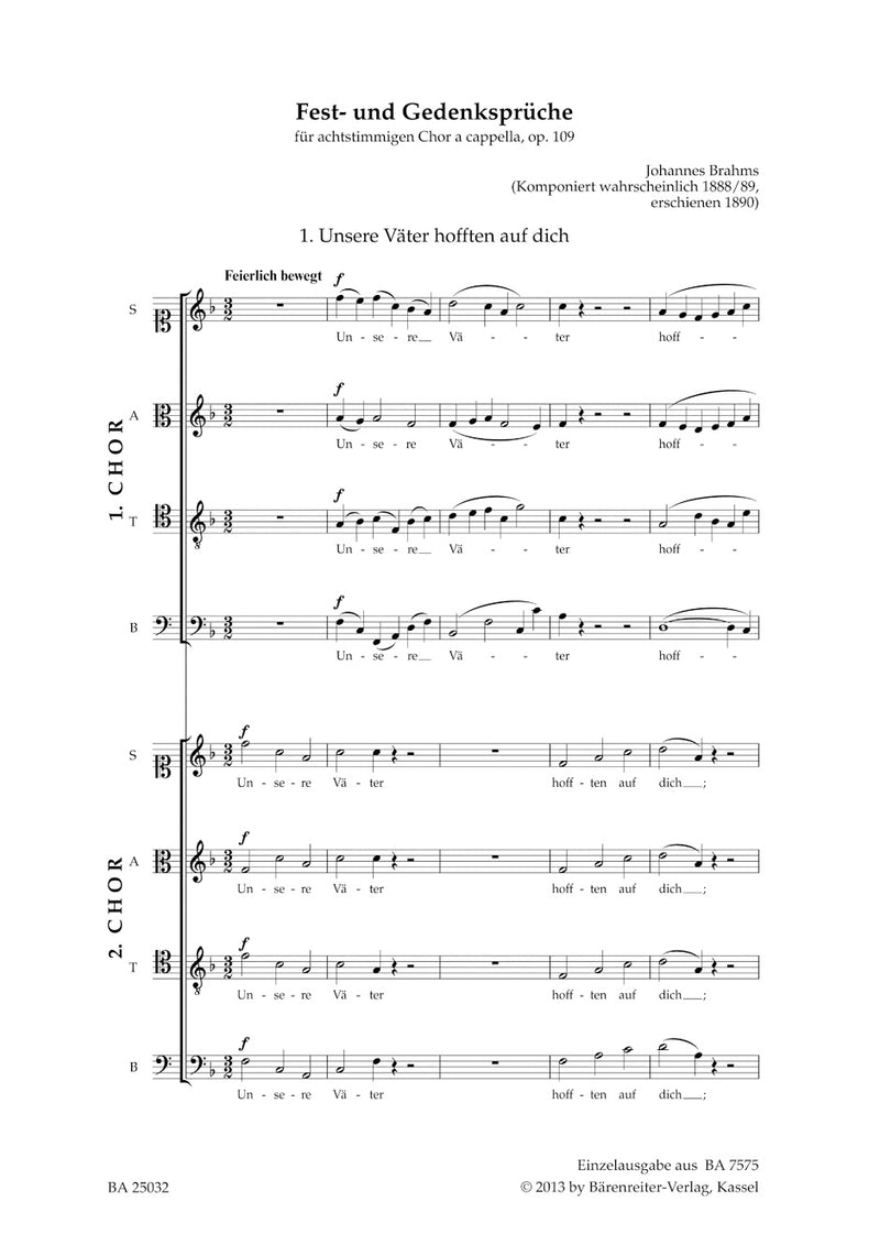 Unsere Väter hofften auf dich op. 109 no. 1