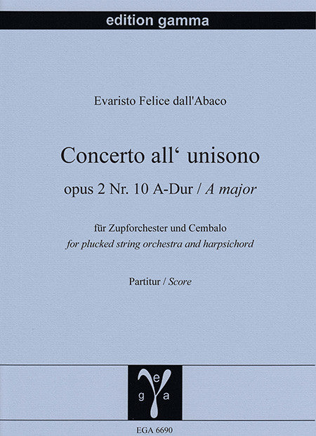 Concerto all’unisono A-Dur op. 2/10 (Score)