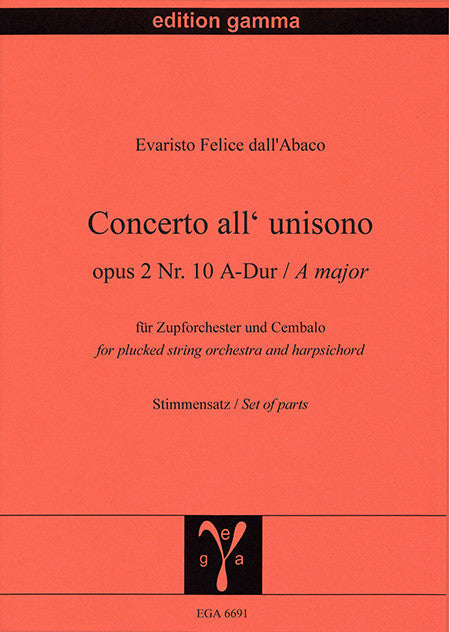 Concerto all’unisono A-Dur op. 2/10 (Set of parts)