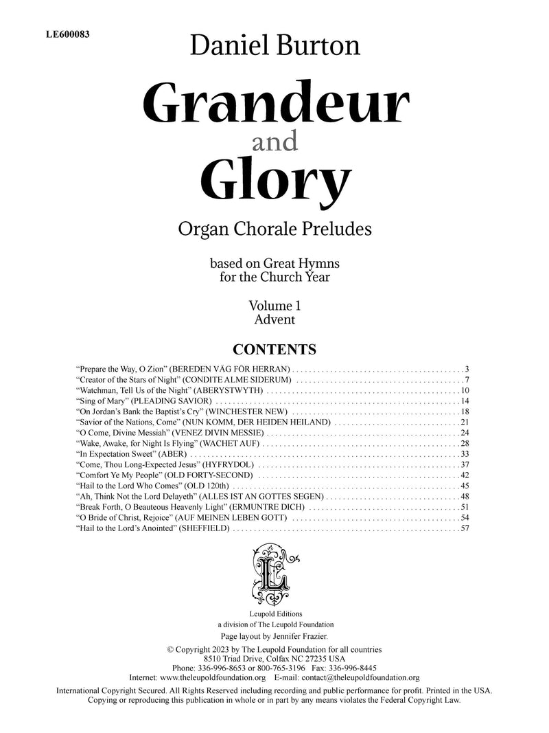 Grandeur and Glory: Organ Chorale Preludes, Vol. 1: Advent