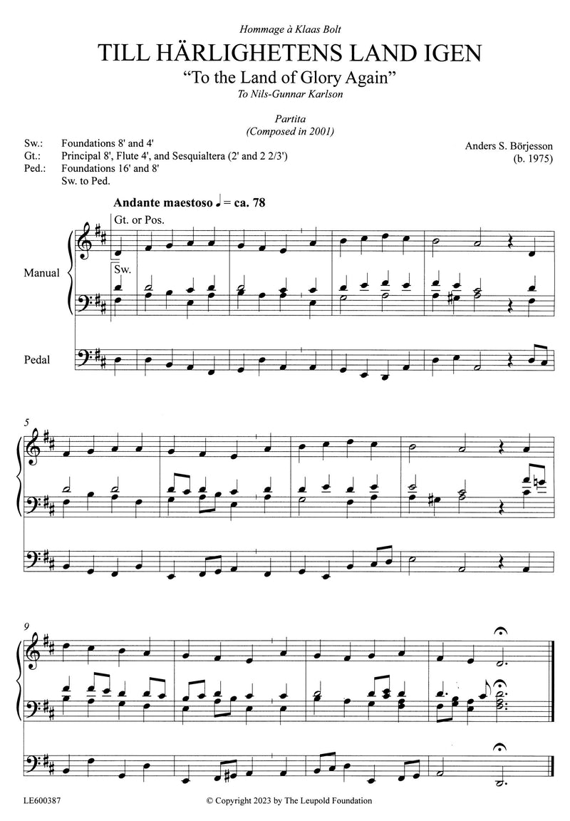 Chorale Treatments for Organ, Vol. 3: Ascension, Pentecost, Trinity, Mother's Day, Father's Day / Börjesson (W Leupold)
