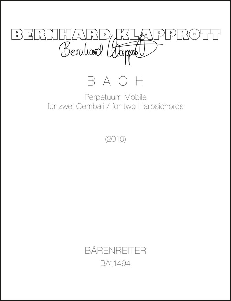 B-A-C-H for two Harpsichords (2016)