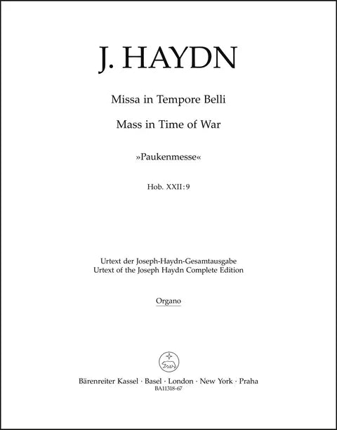 Missa in Tempore Belli Hob. XXII:9 "Mass in Time of War" (Organ part)