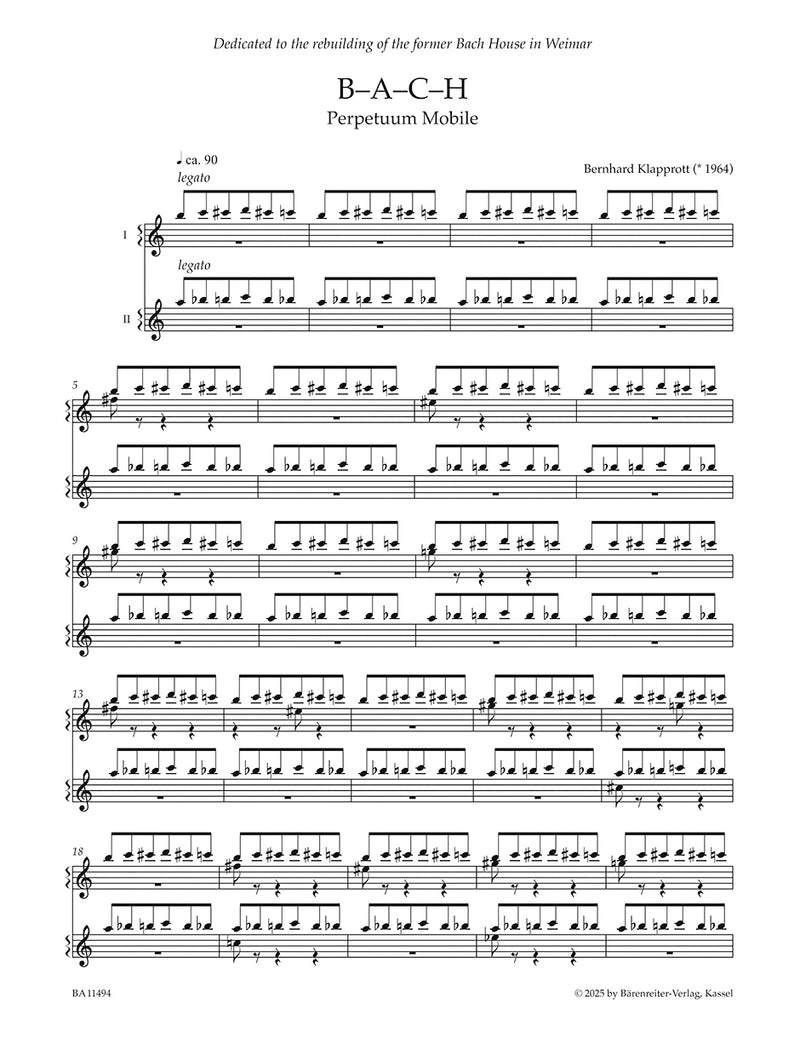 B-A-C-H for two Harpsichords (2016)