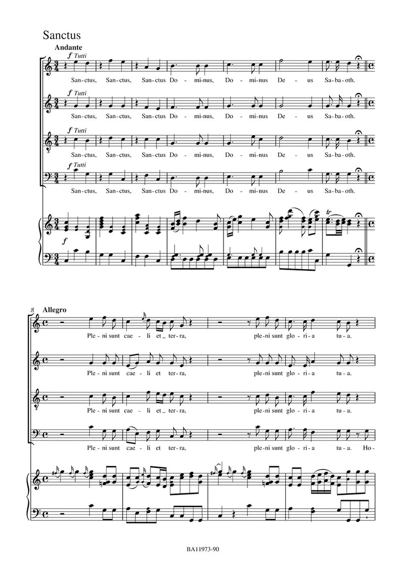 Missa in C-Dur = Mass in C major, K. 220 (196b) "Spatzenmesse" = 雀ミサ（ヴォーカル・スコア）