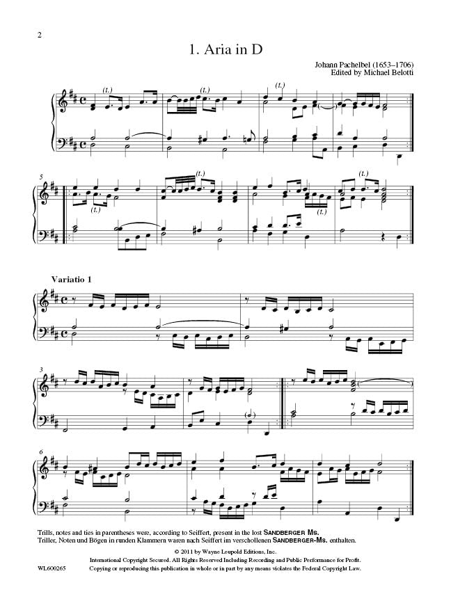 Complete works for keyboard instruments, vol. 8: Arias with variations