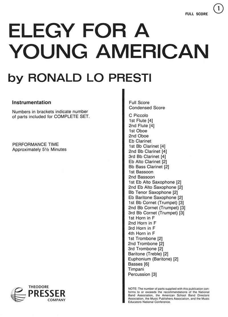 Elegy for A Young American (Study Score)