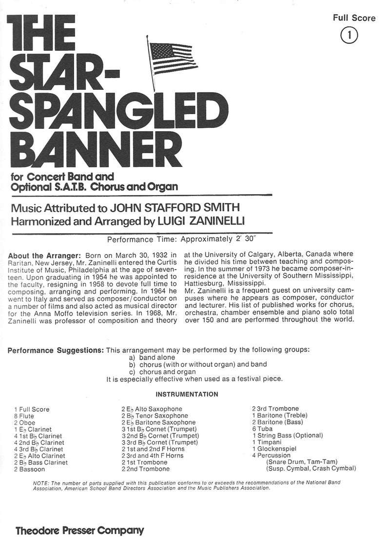 The Star-Spangled Banner (Score Only)