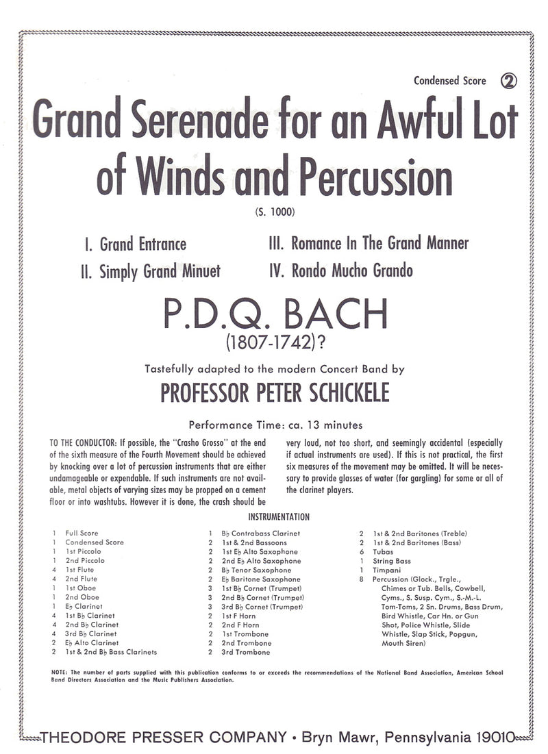 Grand Serenade for An Awful Lot of Winds and Percussion (Condensed Score)