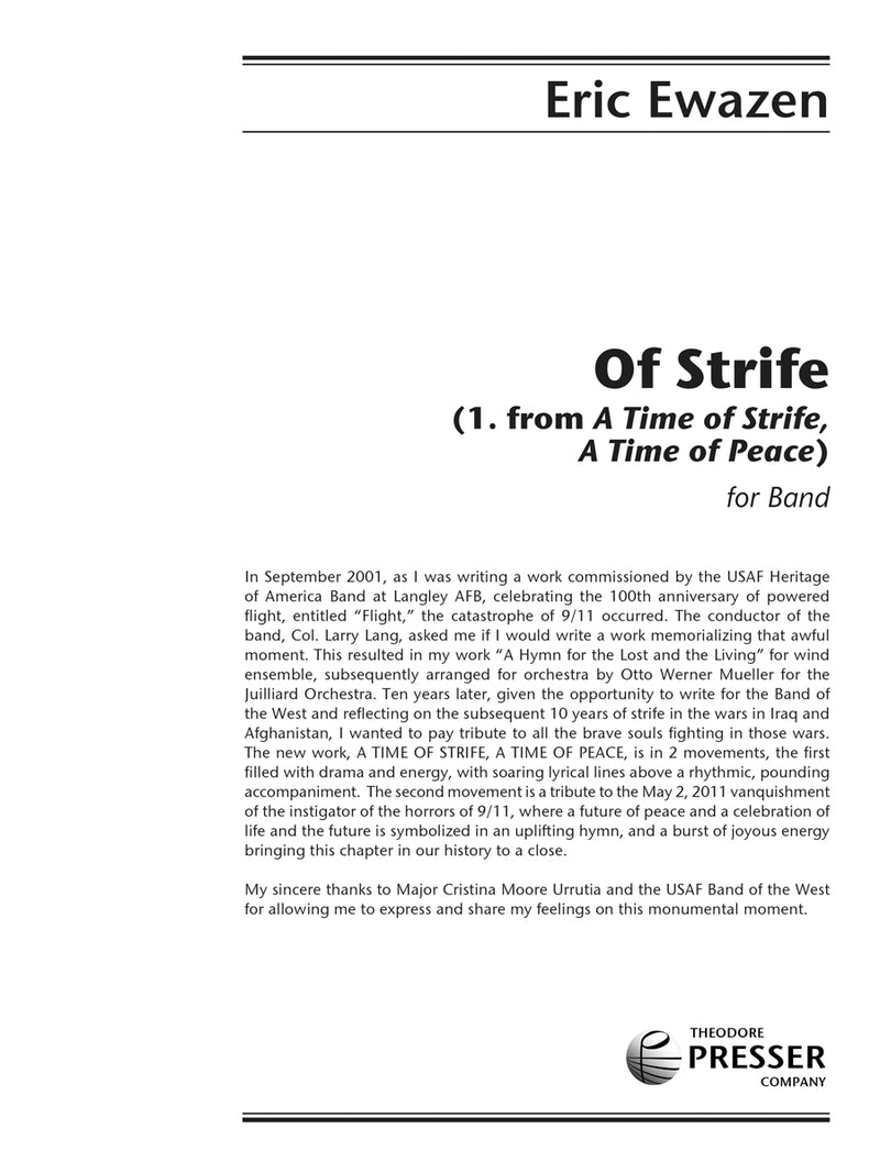 Of Strife (1. From A Time of Strife) (Score & Parts)