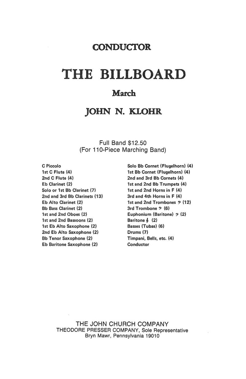 The Billboard March (Score Only)
