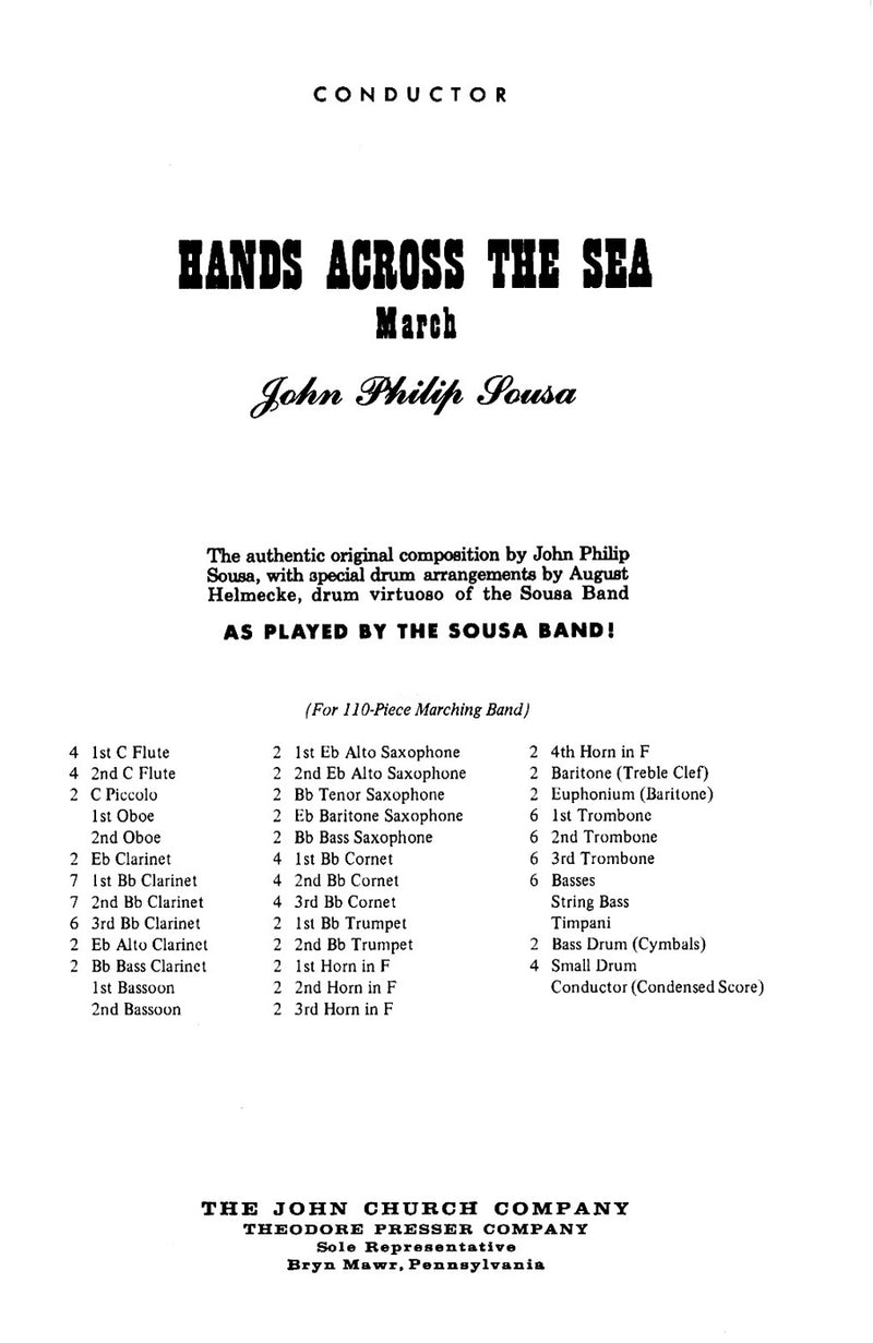 Hands Across The Sea, Marching Band (Condensed Score)