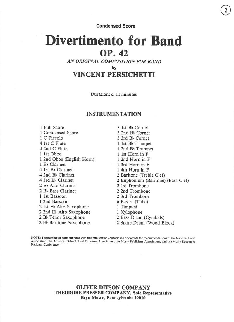 Divertimento for Band (Condensed Score)