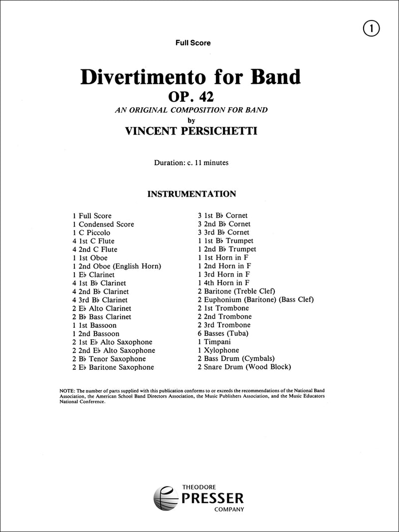 Divertimento for Band (Study Score)